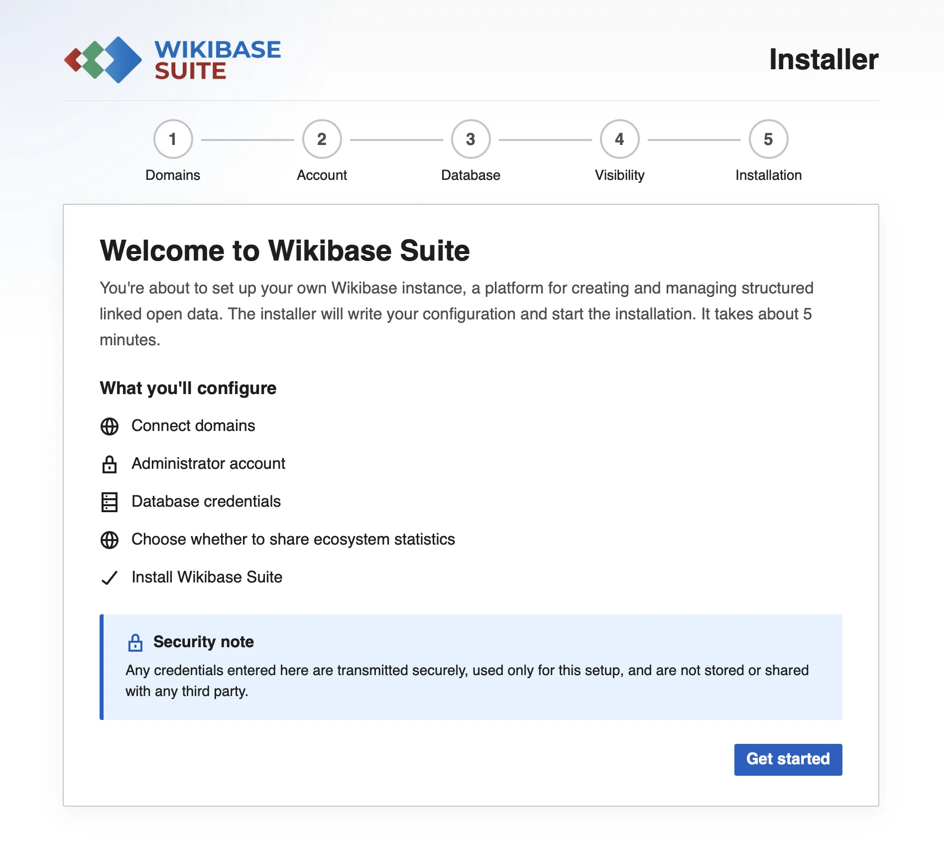 Wikibase Suite Installer welcome screen