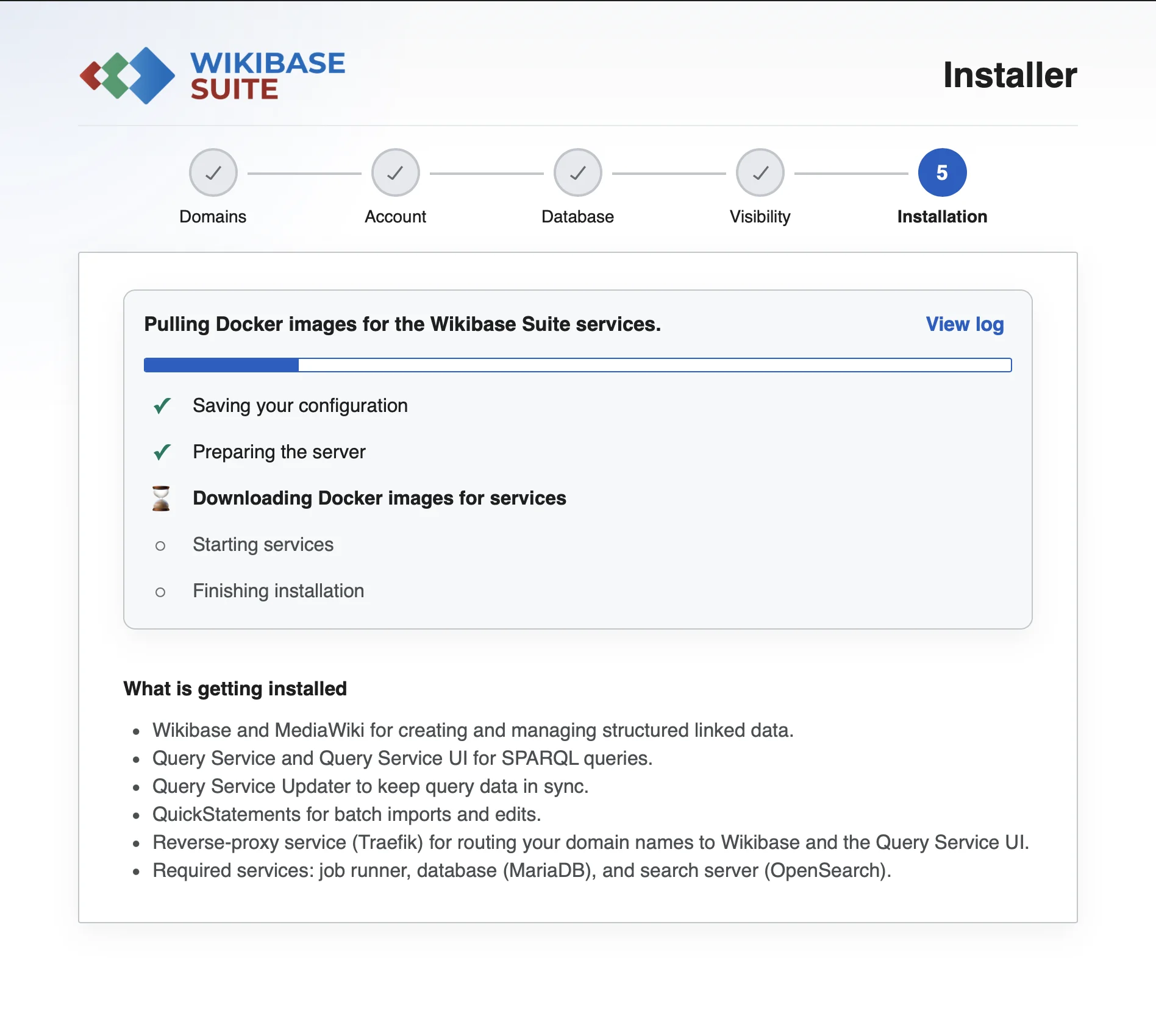 Installer progress for all Wikibase Suite components
